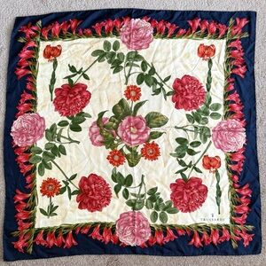 Trussardi Silk Scarf with Floral Rose Print